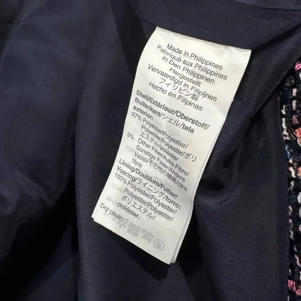 J Crew Going Out Blazer In Navy Blue/Pink Confetti Tweed Women’s 4
